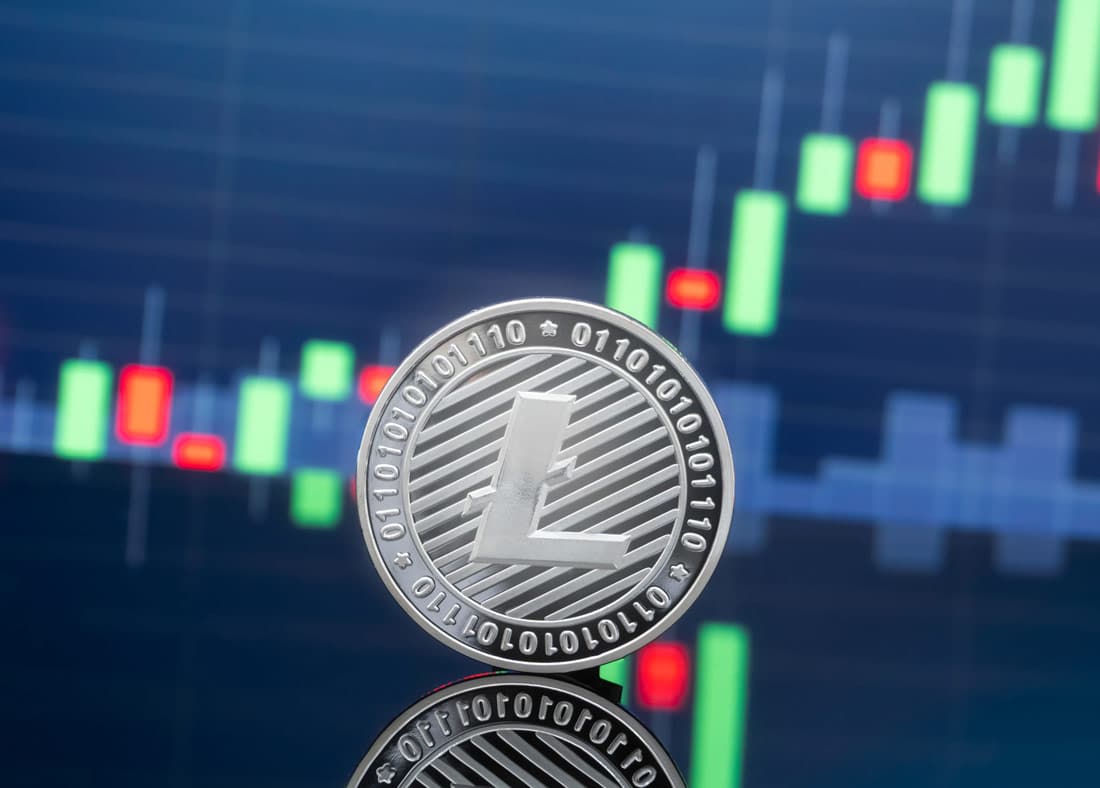 Close up of Litecoin. Buy, sell, and trade Litecoin with Vancouver Bitcoin.