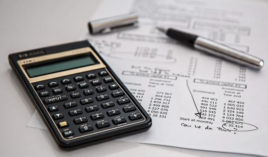 Calculator and tax sheet