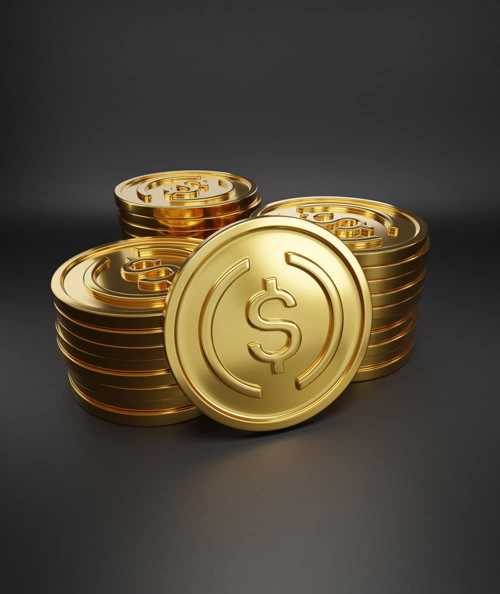 3D generated photo of a USD Coin Crypto. Buy, sell, and trade USD coin with Vancouver Bitcoin.